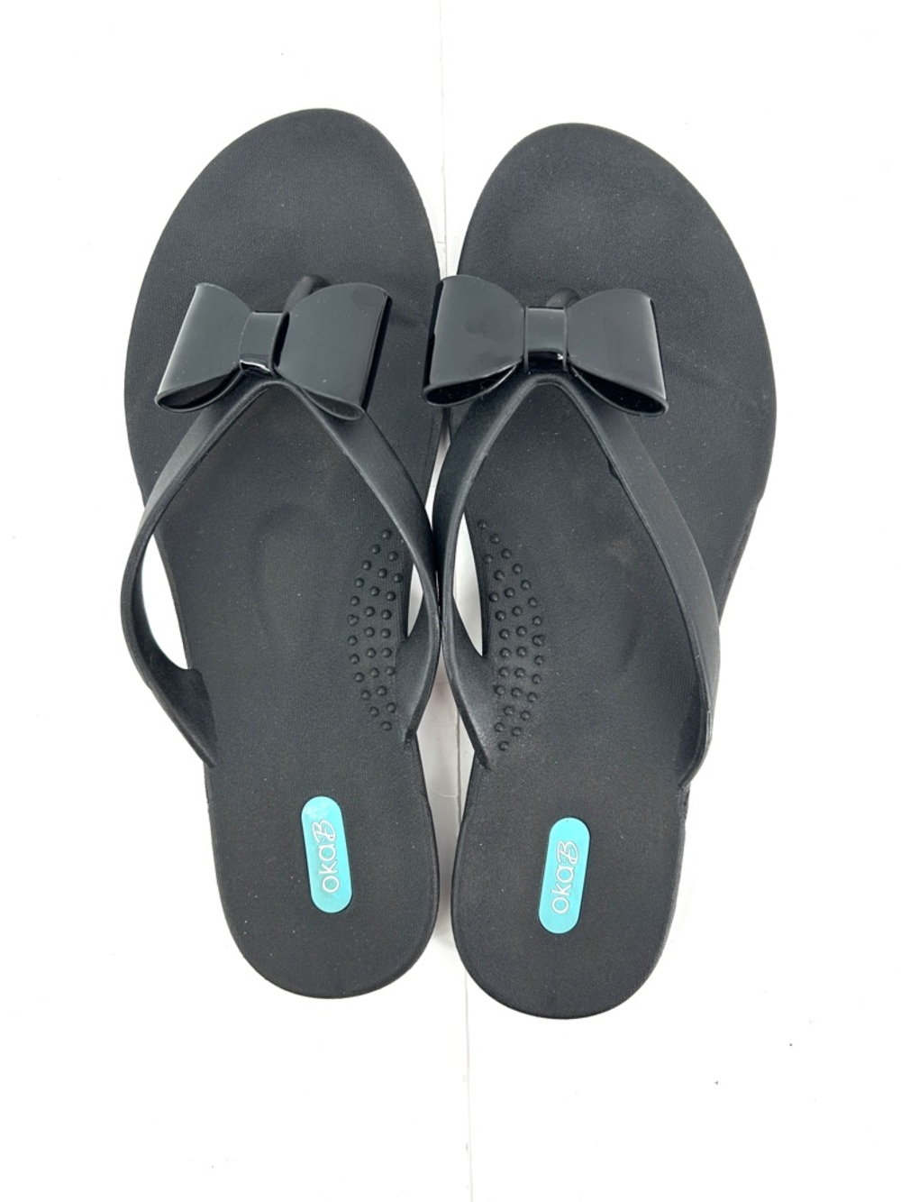 Oka-B Cassina Thong Sandals Bow Black Flip Flops